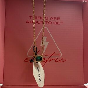 Electric Picks Gold Necklace with Green emerald